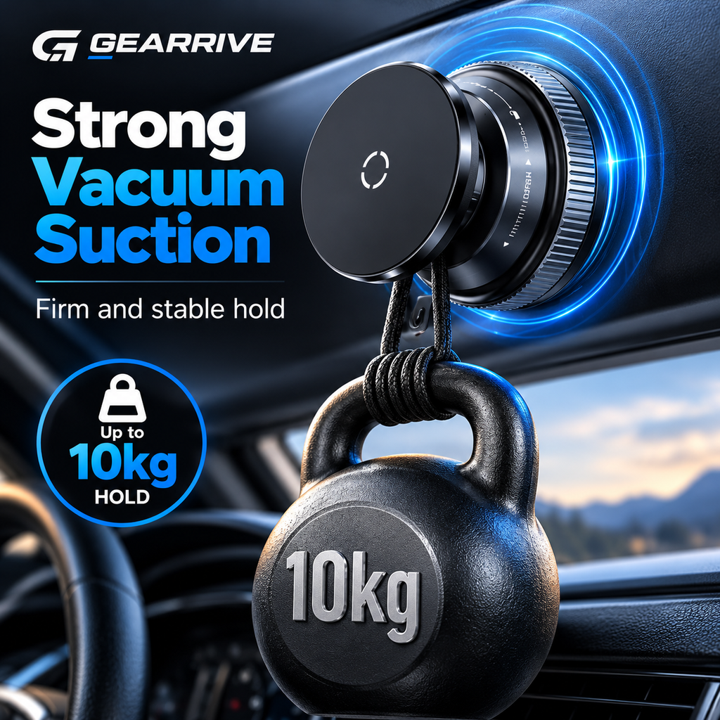 GEARRIVE Magnetic Vacuum Suction Car Phone Mount - Black